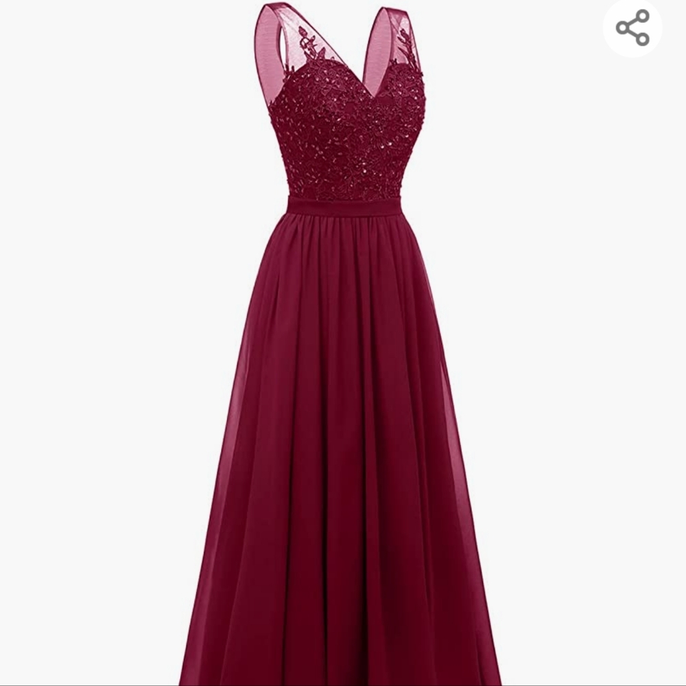 Elegant maroon full length dress
